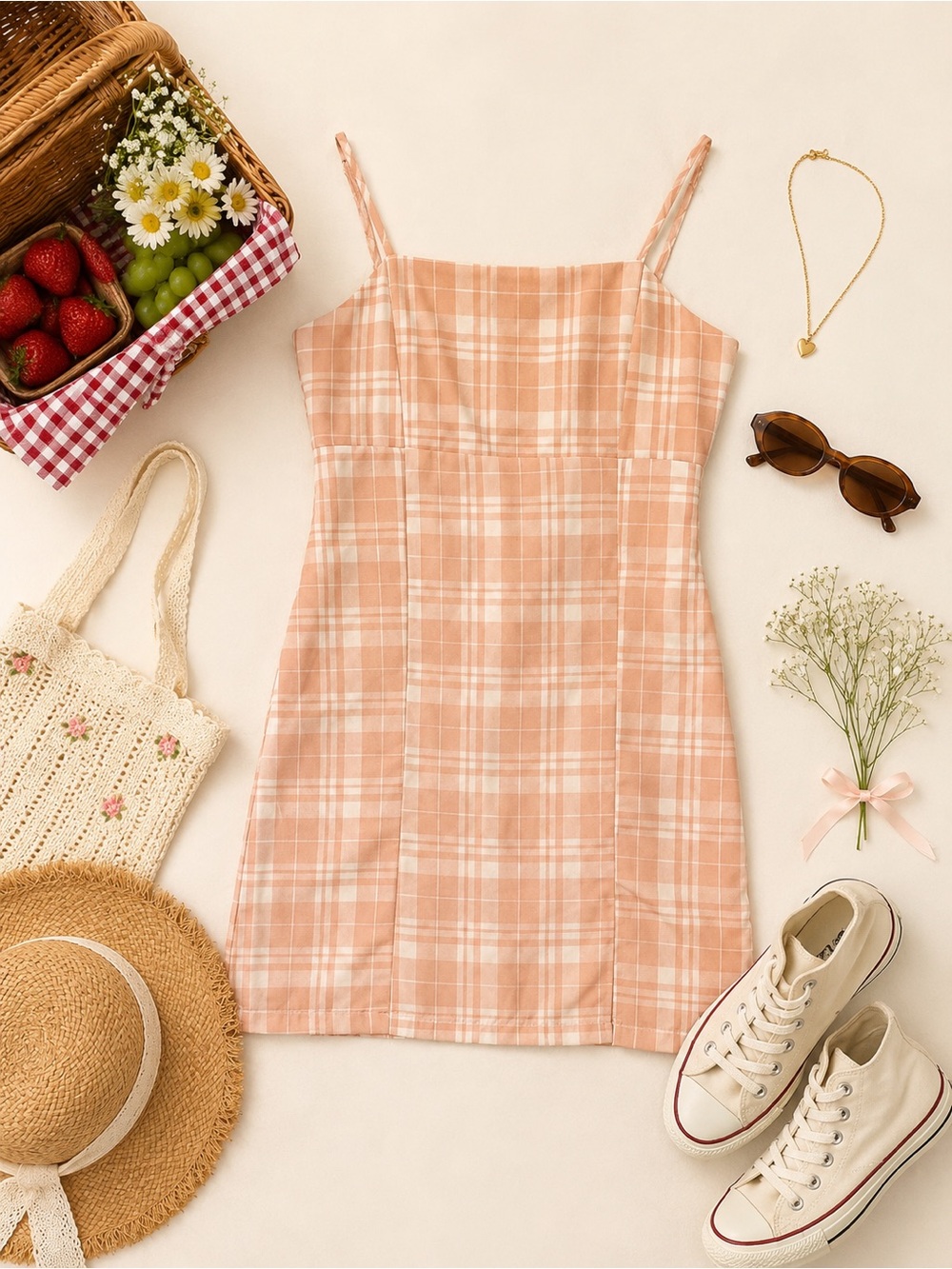 Rare Editions Pink Plaid Mini Dress Size 12 Y2K Coquette Preppy Cottagecore